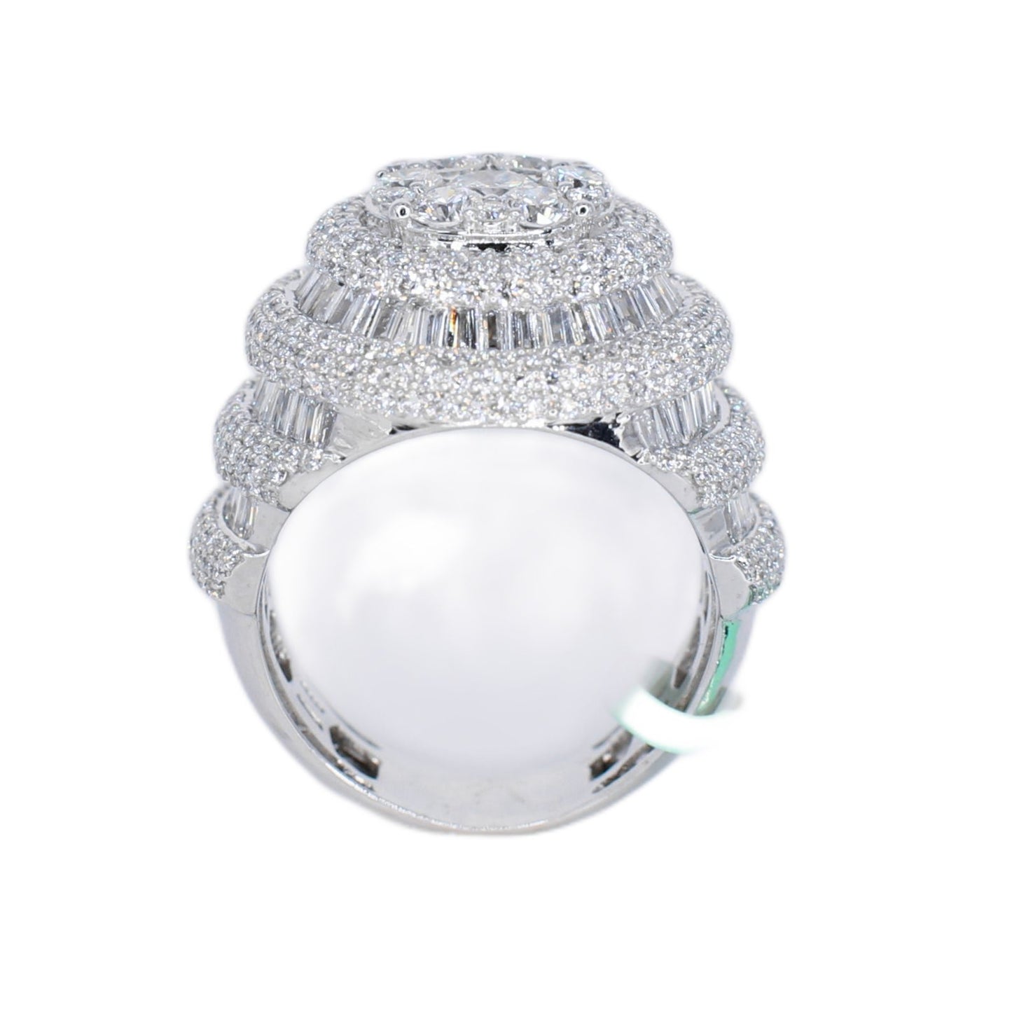 10k Solid Gold Lab Diamond Alternating Baguette Pave Men's Ring