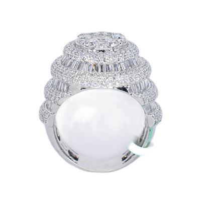 10k Solid Gold Lab Diamond Alternating Baguette Pave Men's Ring