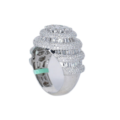 10k Solid Gold Lab Diamond Alternating Baguette Pave Men's Ring