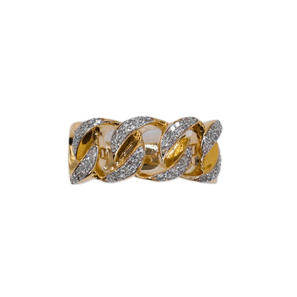 10k Solid Yellow Gold Diamond Cuban Men's Ring
