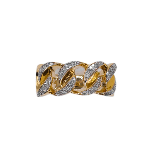 10k Solid Yellow Gold Diamond Cuban Men's Ring