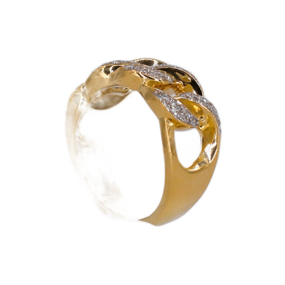 10k Solid Yellow Gold Diamond Cuban Men's Ring