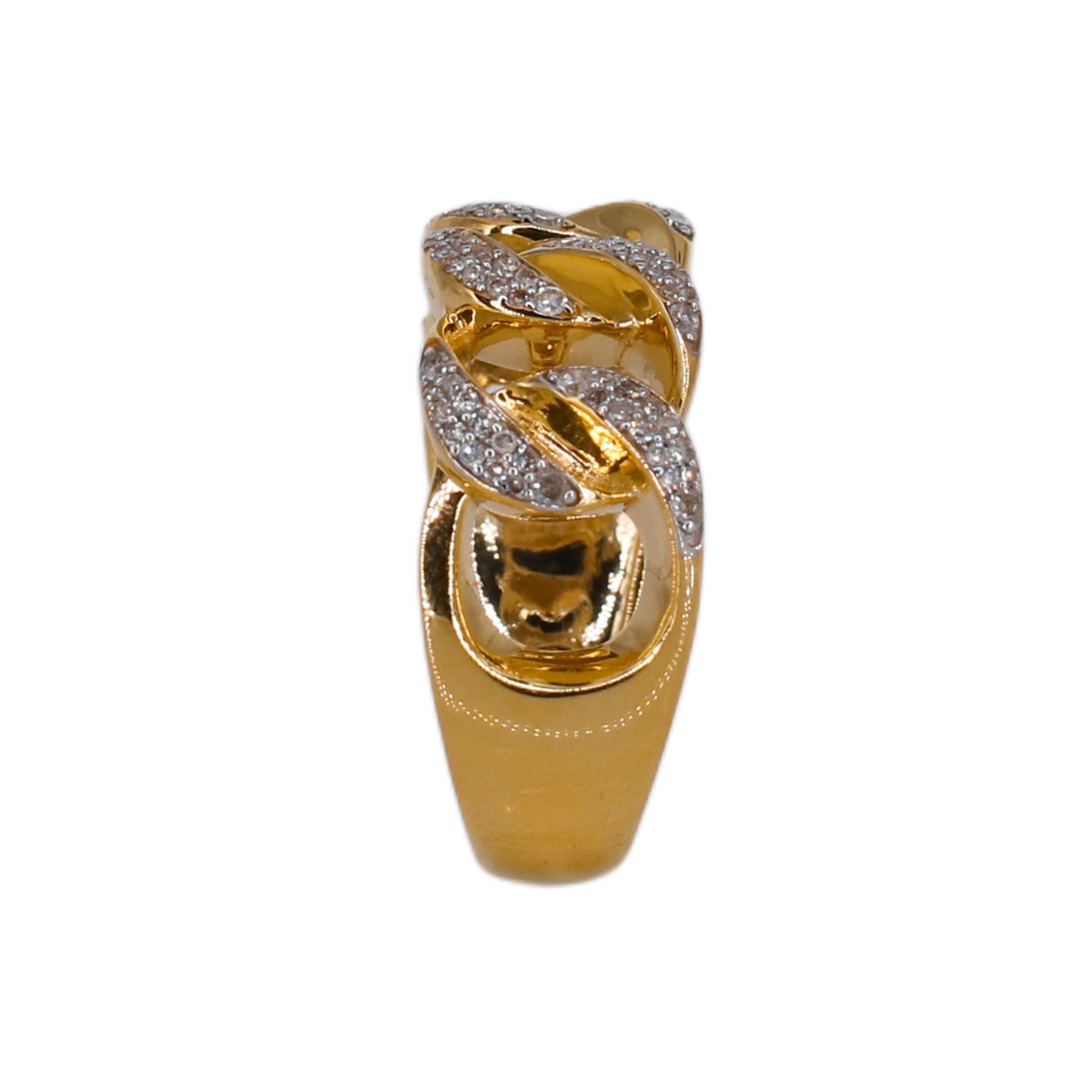 10k Solid Yellow Gold Diamond Cuban Men's Ring