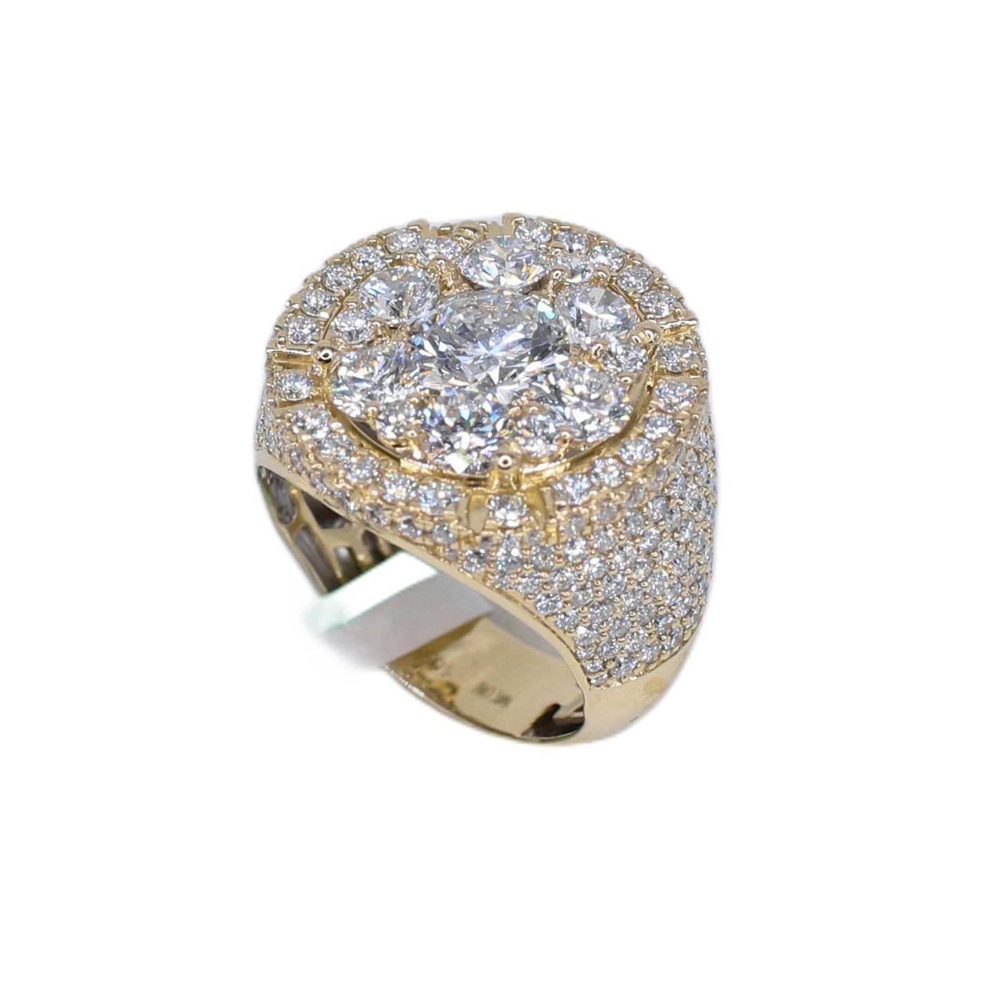 10k Solid Gold Lab Diamond Pointer Cluster Men's Ring