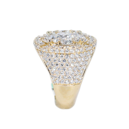 10k Solid Gold Lab Diamond Pointer Cluster Men's Ring
