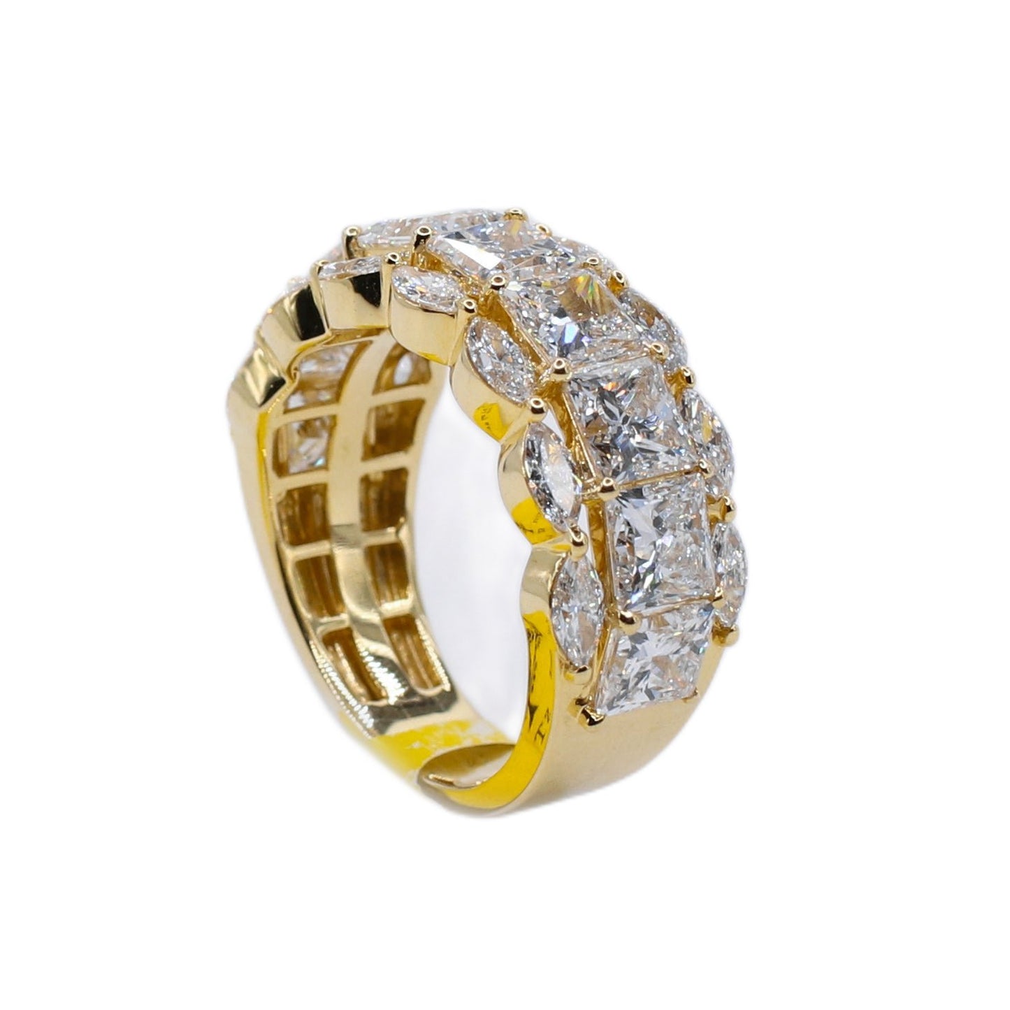 10k Solid Gold Lab Diamond Princess Pointer Men's Band