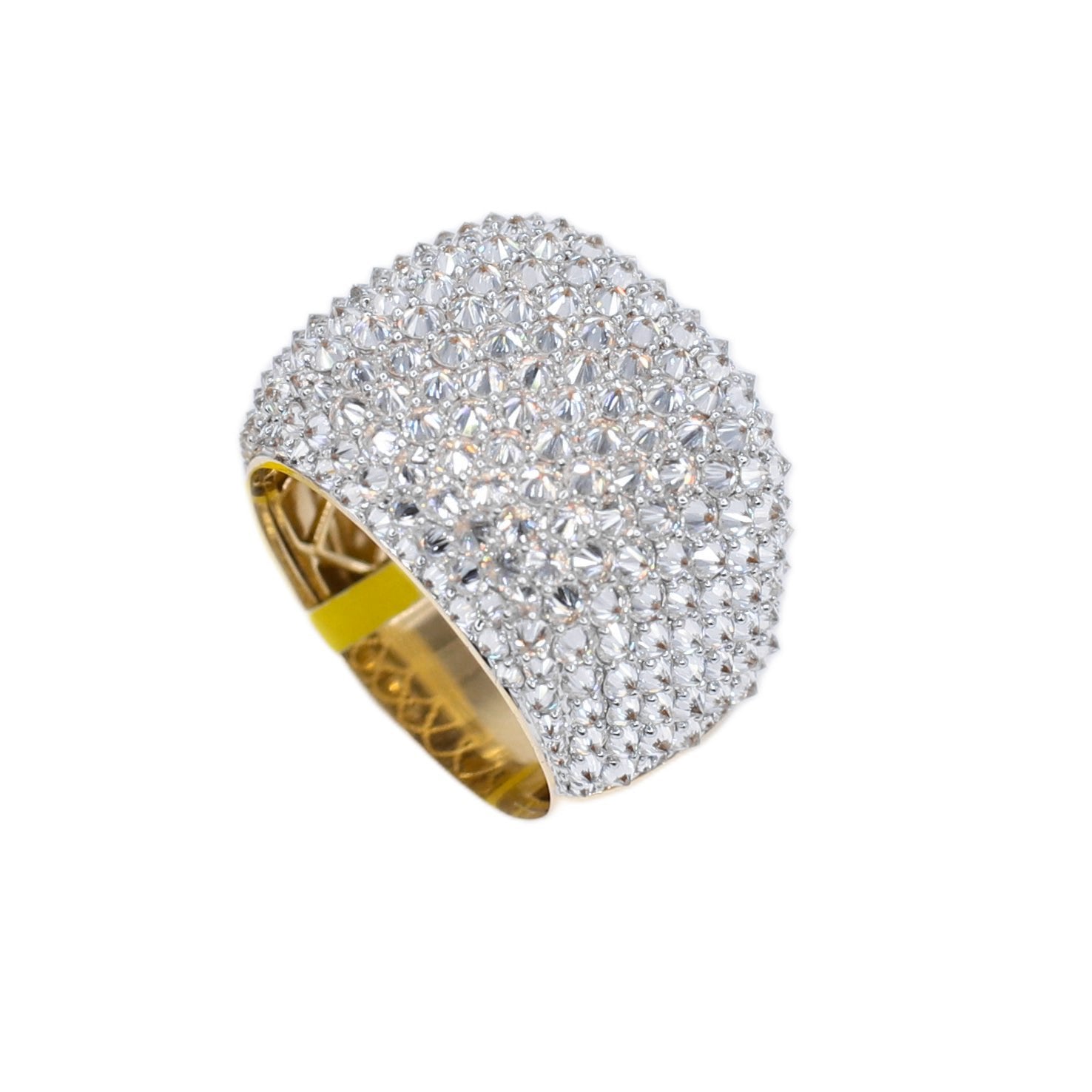 10k Solid Gold Lab Diamond Upside-down Pave Cushion Men's Ring