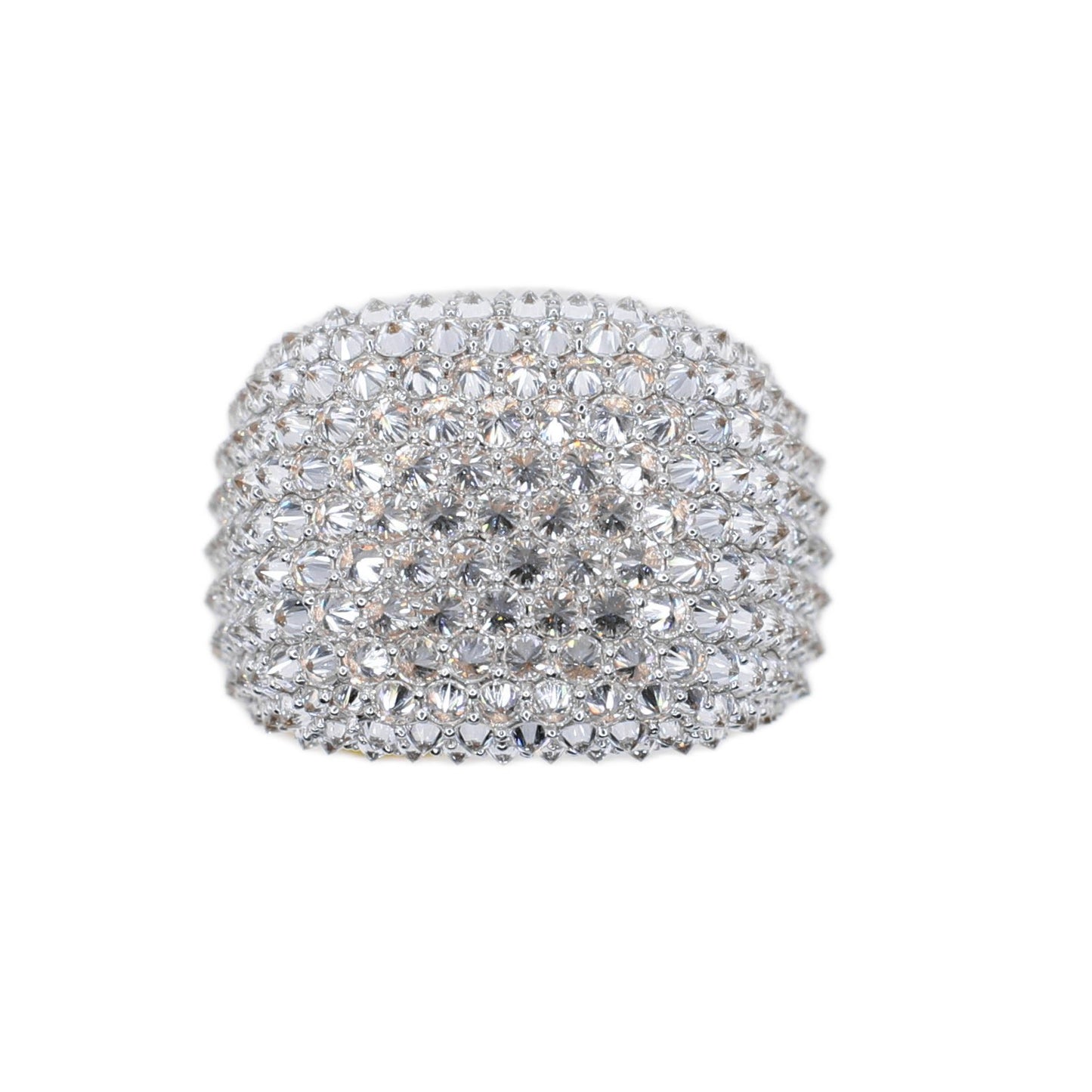 10k Solid Gold Lab Diamond Upside-down Pave Cushion Men's Ring