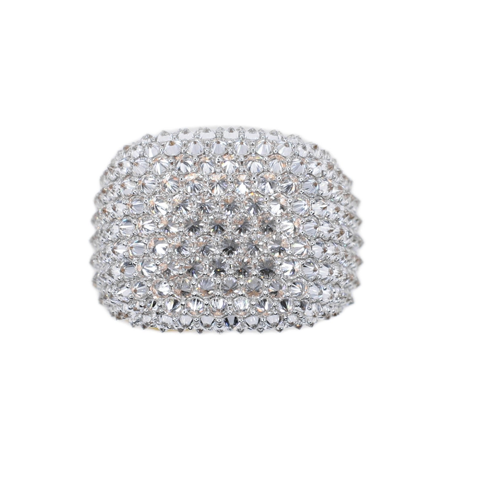 10k Solid Gold Lab Diamond Upside-down Pave Cushion Men's Ring