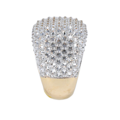 10k Solid Gold Lab Diamond Upside-down Pave Cushion Men's Ring