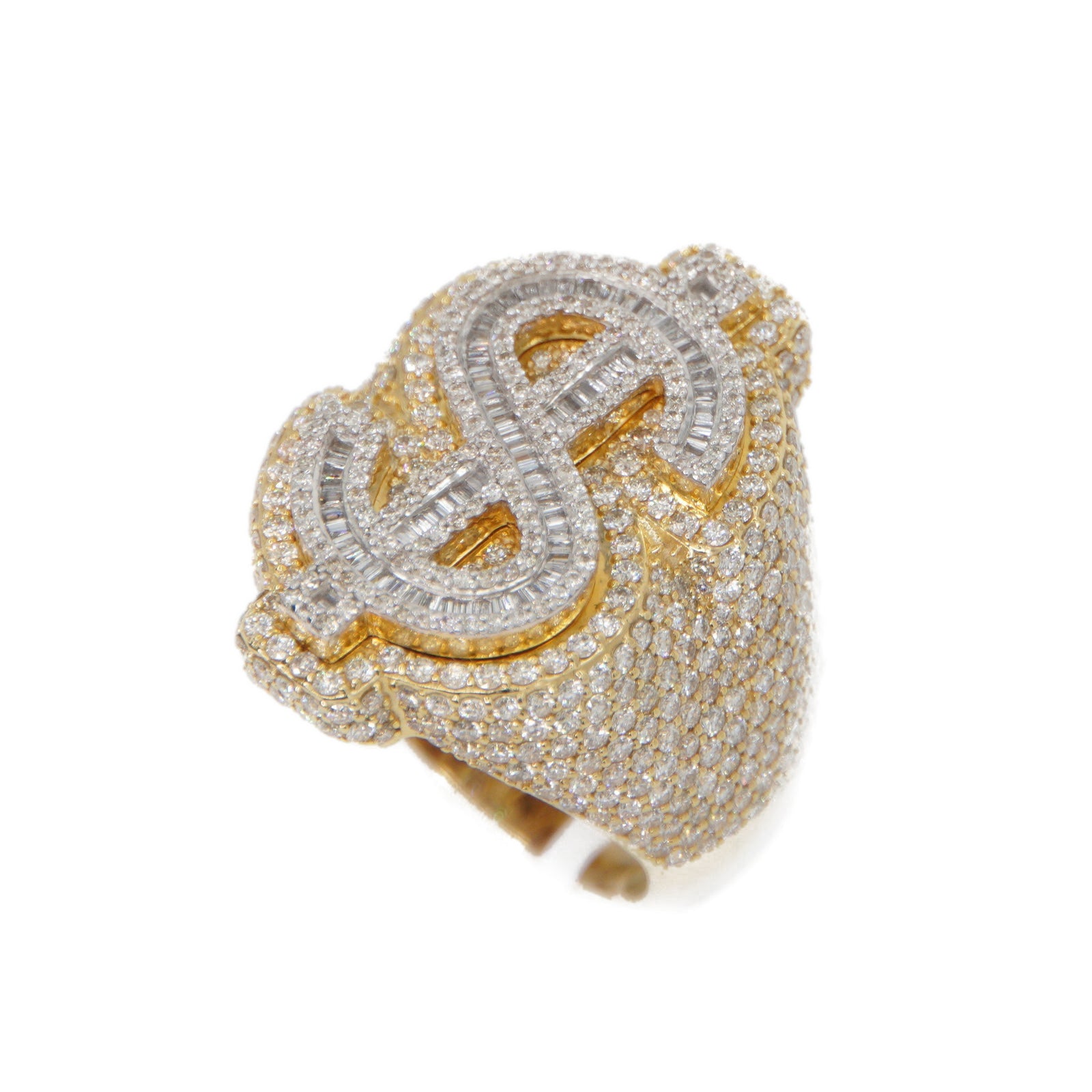 10k Solid Gold Lab Diamond Money Sign Ring