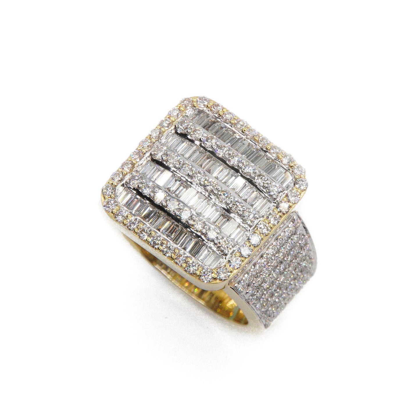 10k Solid Gold Baguette Lab Diamond Square Ring