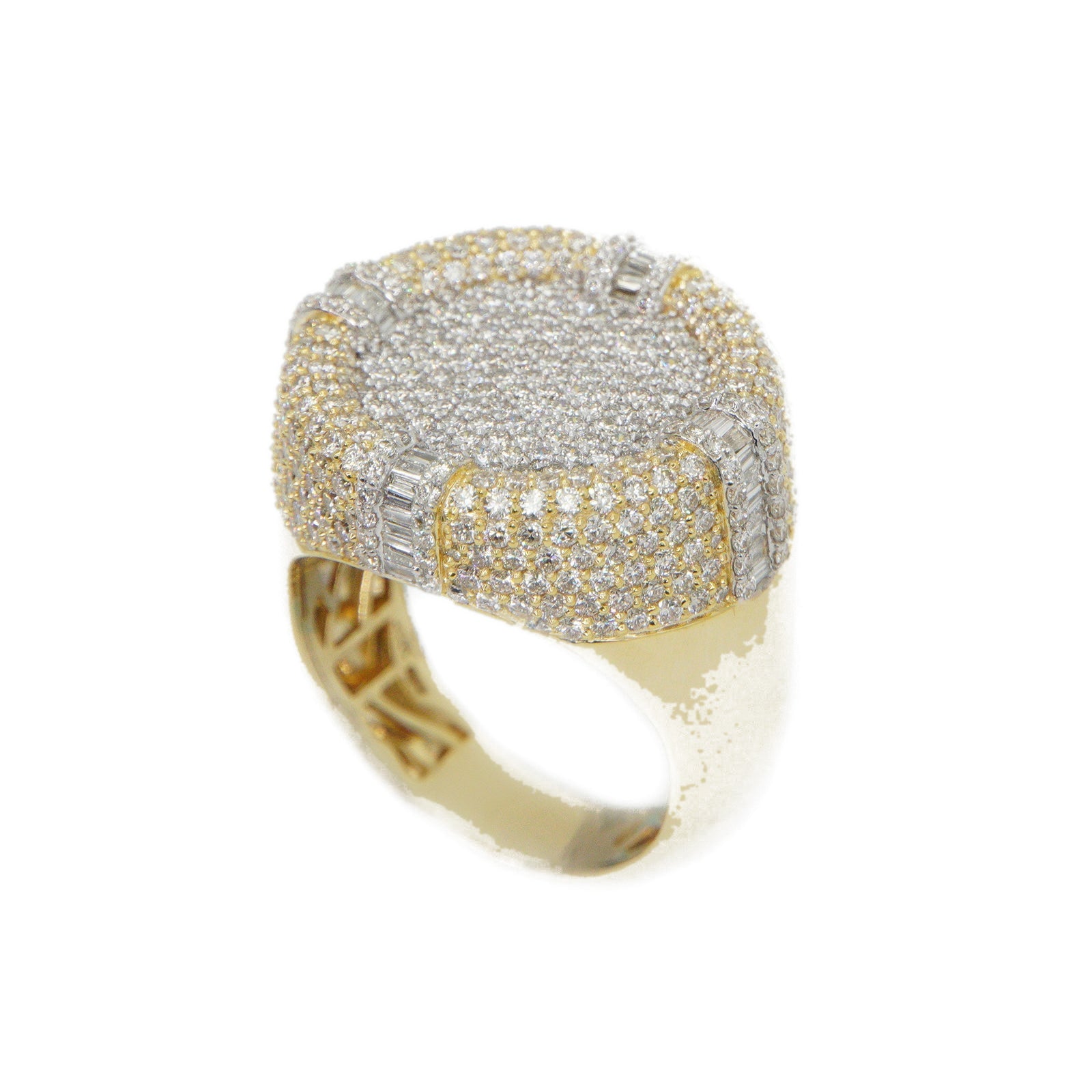 10k Solid Gold Lab Diamond Baguette Cluster Circular Ring