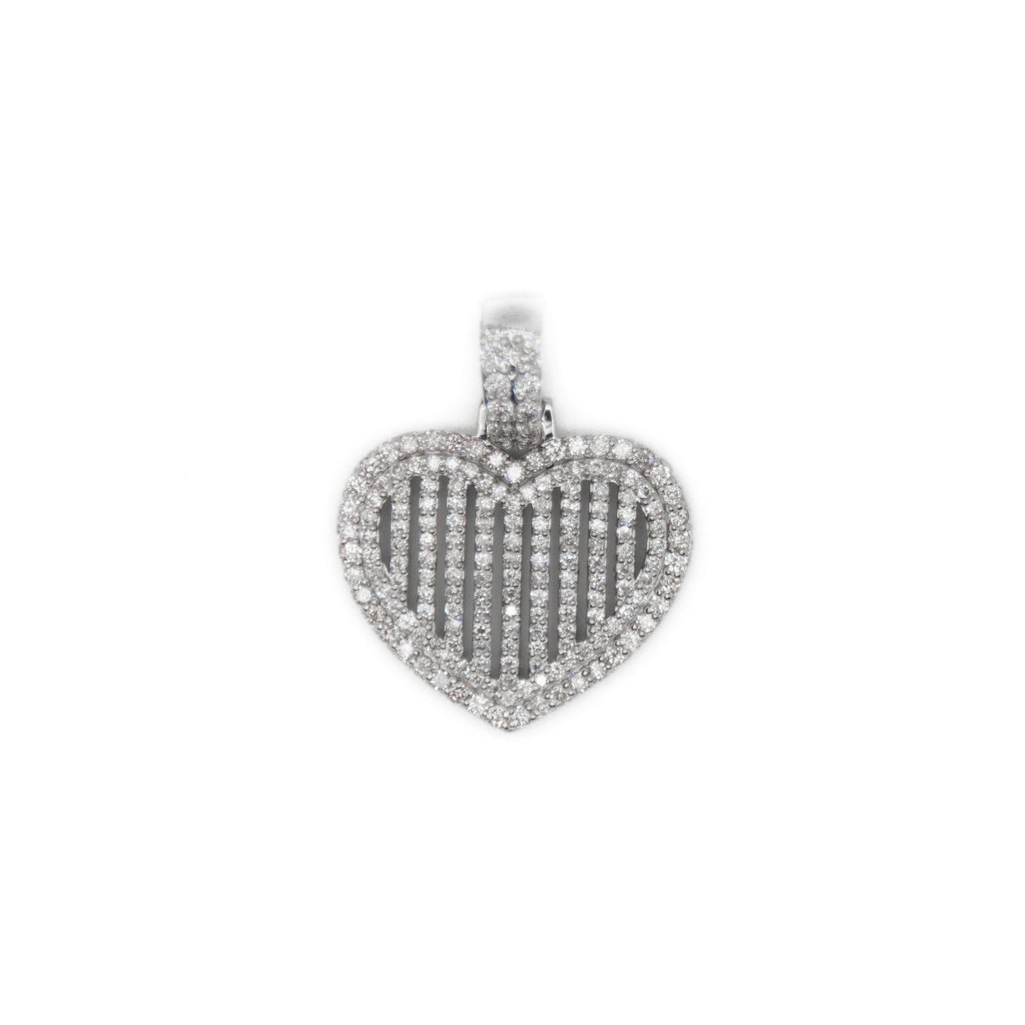 10k Solid White Gold Lab Diamond 3D Heart Pendant