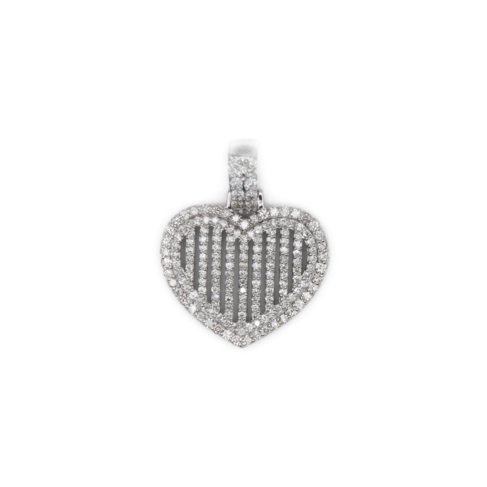 10k Solid White Gold Lab Diamond 3D Heart Pendant