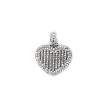 10k Solid White Gold Lab Diamond 3D Heart Pendant