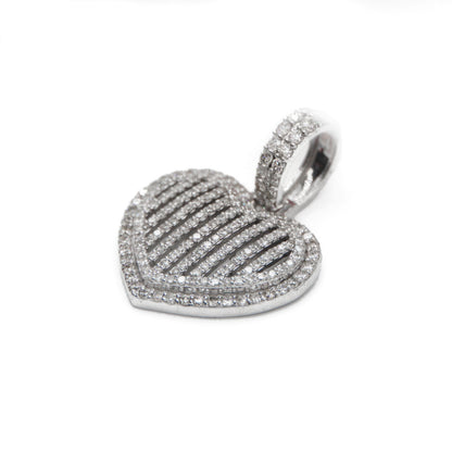 10k Solid White Gold Lab Diamond 3D Heart Pendant
