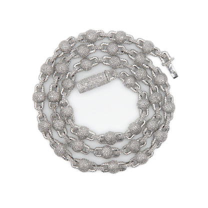 10k Solid White Gold Lab Diamond Ball Clip Chain