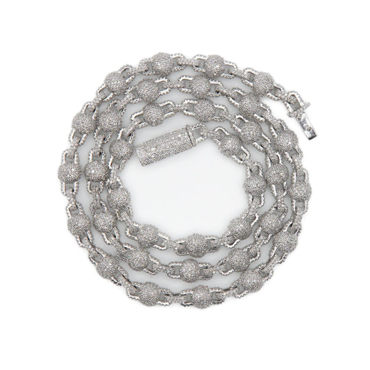 10k Solid White Gold Lab Diamond Ball Clip Chain