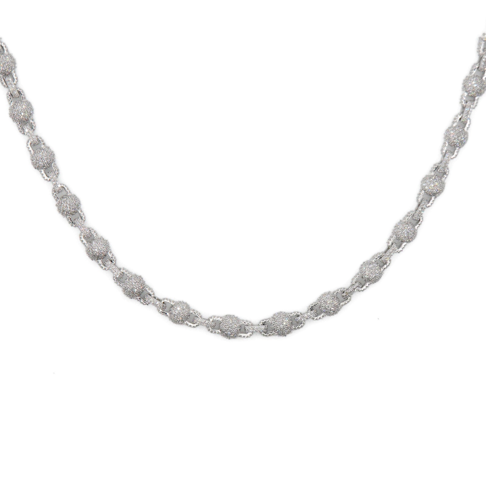 10k Solid White Gold Lab Diamond Ball Clip Chain