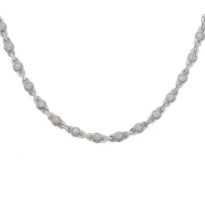 10k Solid White Gold Lab Diamond Ball Clip Chain