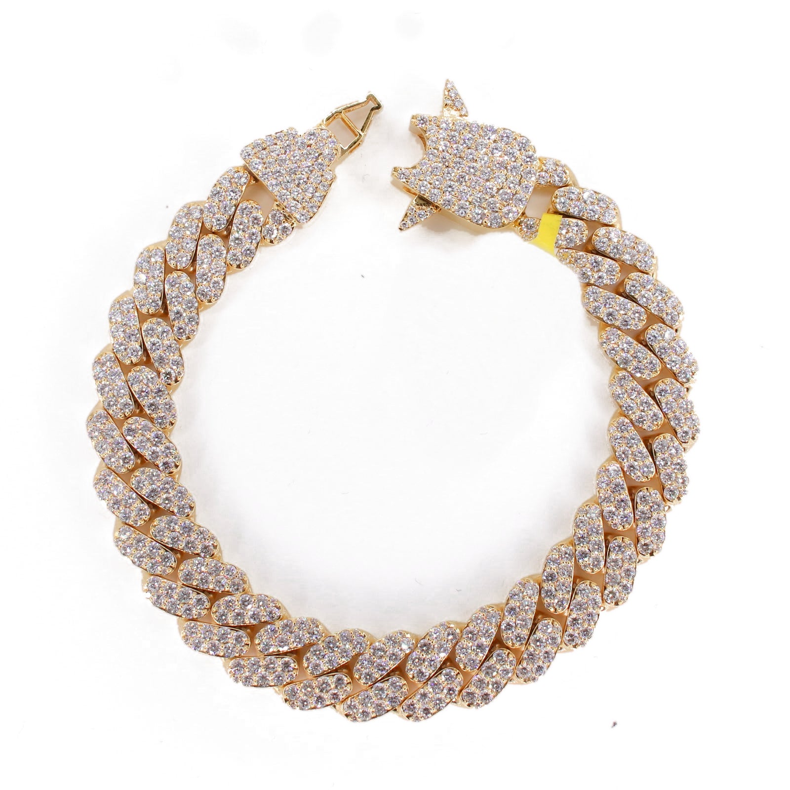 10k Solid Yellow Gold 12mm Lab Diamond Cuban Bracelet