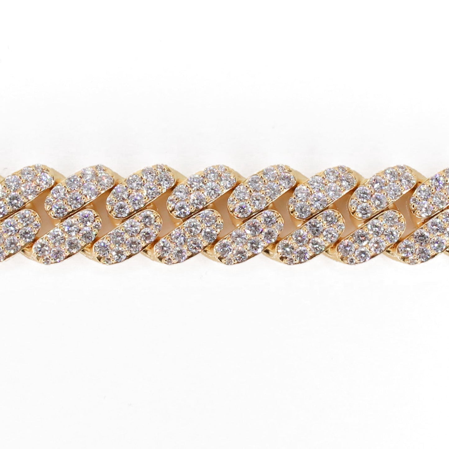 10k Solid Yellow Gold 12mm Lab Diamond Cuban Bracelet