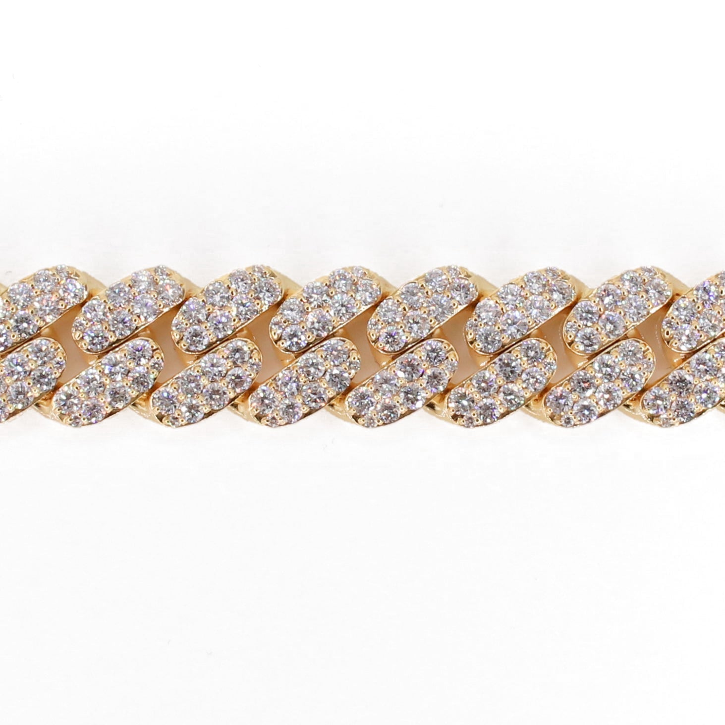 10k Solid Yellow Gold 12mm Lab Diamond Cuban Bracelet