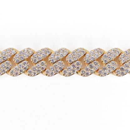 10k Solid Yellow Gold 12mm Lab Diamond Cuban Bracelet