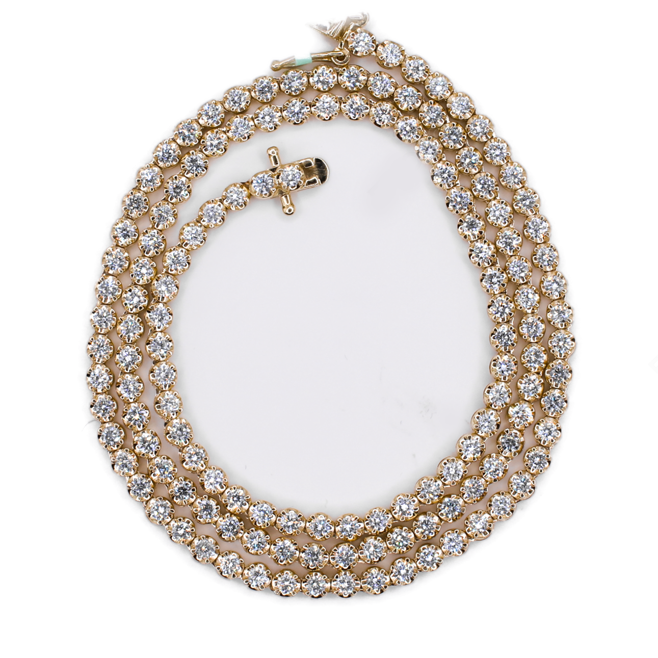 10k Solid Yellow Gold 3.5mm Lab Diamond Tennis Chain