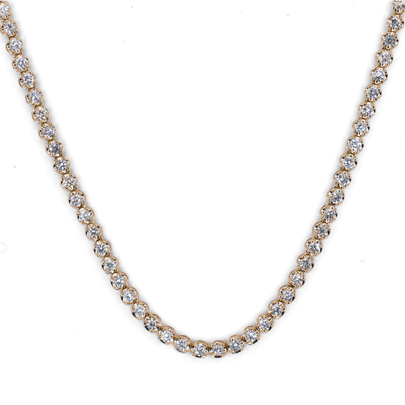10k Solid Yellow Gold 3.5mm Lab Diamond Tennis Chain