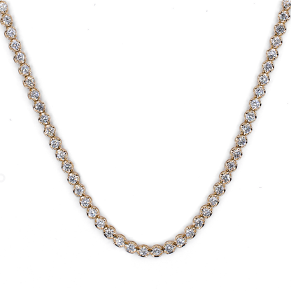 10k Solid Yellow Gold 3.5mm Lab Diamond Tennis Chain