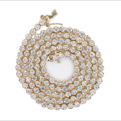 10k Solid Yellow Gold 3mm Lab Diamond Tennis Chain