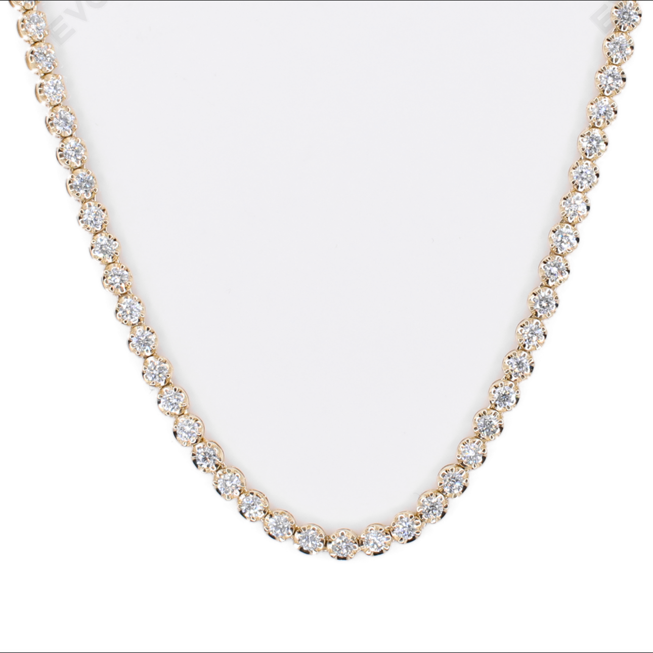 10k Solid Yellow Gold 3mm Lab Diamond Tennis Chain