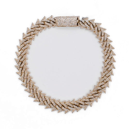 10k Solid Yellow Gold Lab Diamond Spiked Cuban Bracelet
