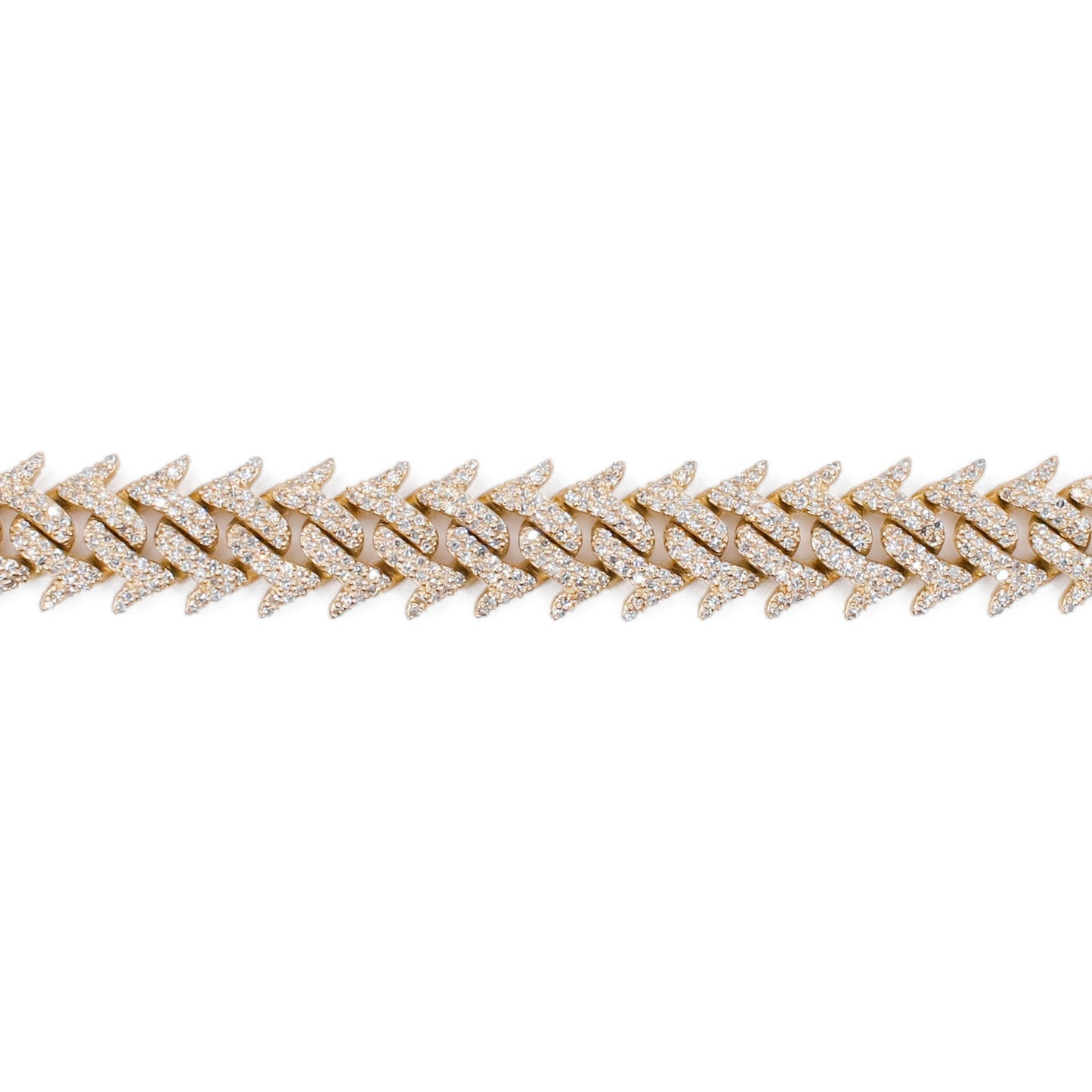 10k Solid Yellow Gold Lab Diamond Spiked Cuban Bracelet