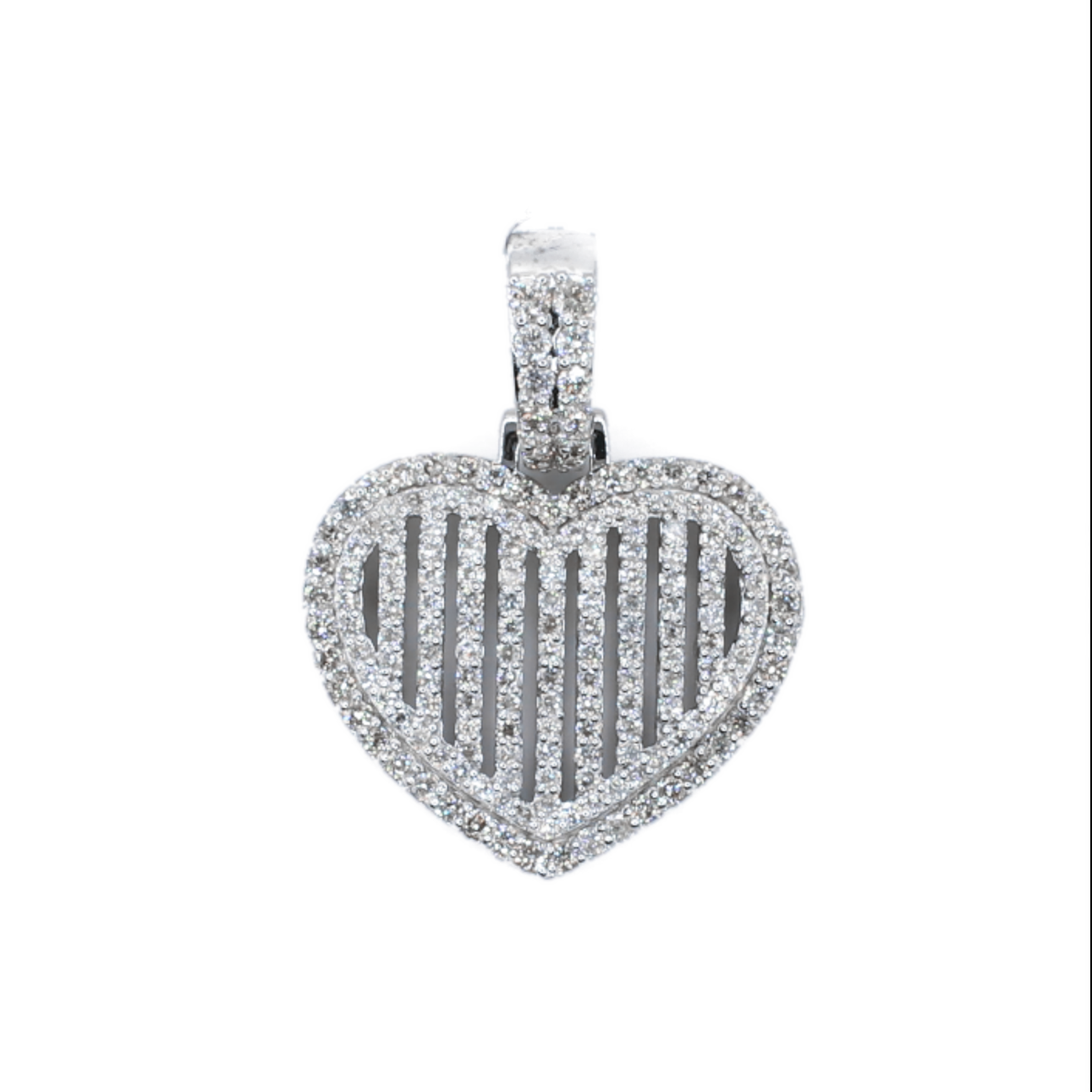 10k White Gold Lab Diamond 3D Heart Pendant