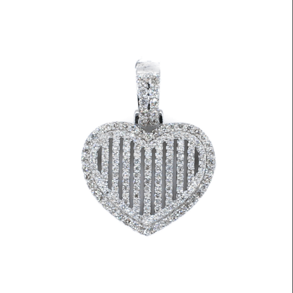10k White Gold Lab Diamond 3D Heart Pendant