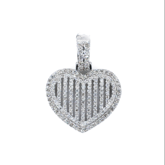 10k White Gold Lab Diamond 3D Heart Pendant