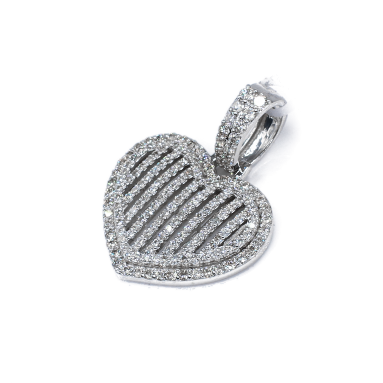 10k White Gold Lab Diamond 3D Heart Pendant