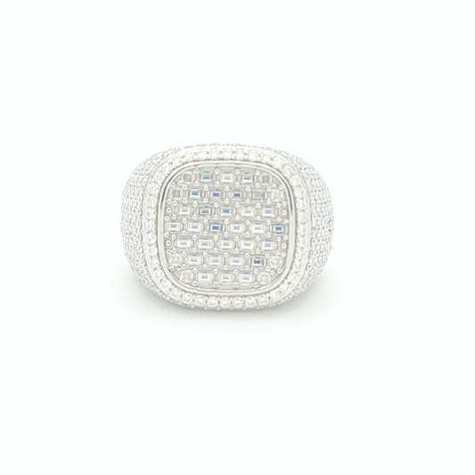 Moissanite Square Baguette Pavé Ring