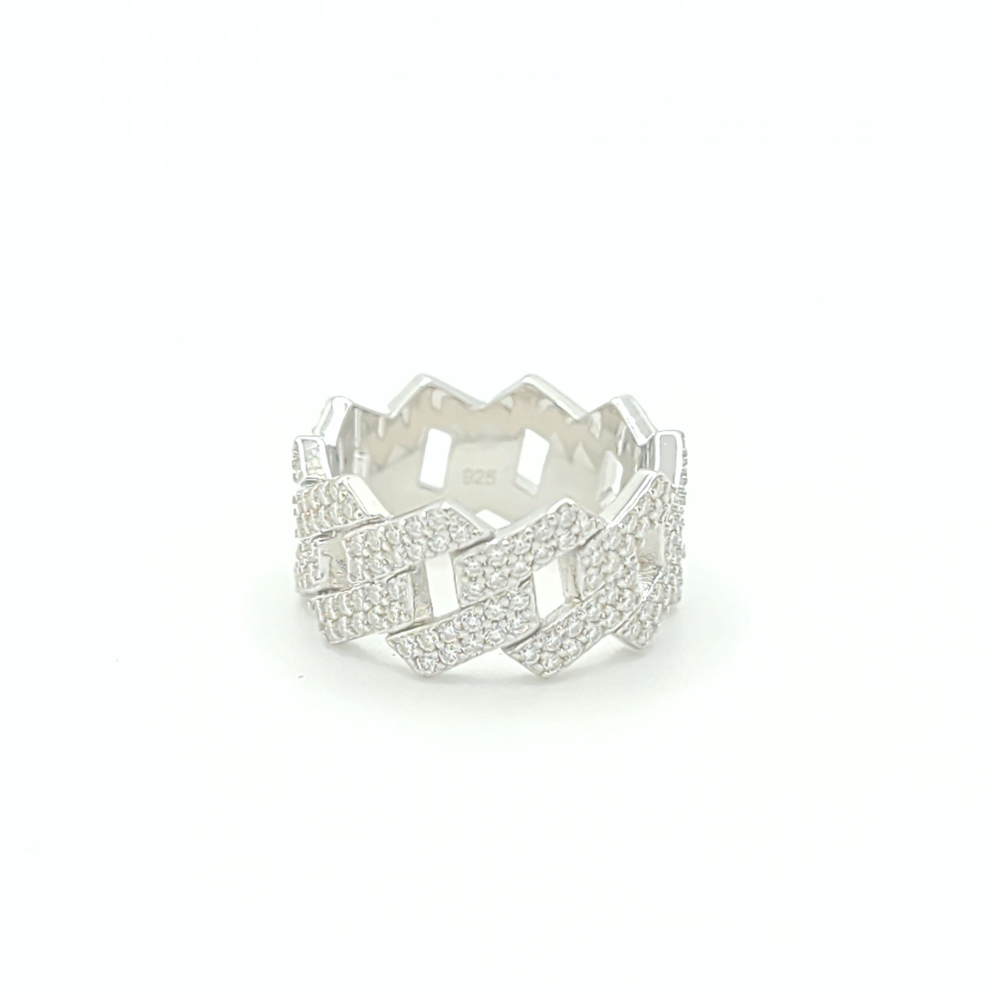 Moissanite 2-Row Cuban Link Ring