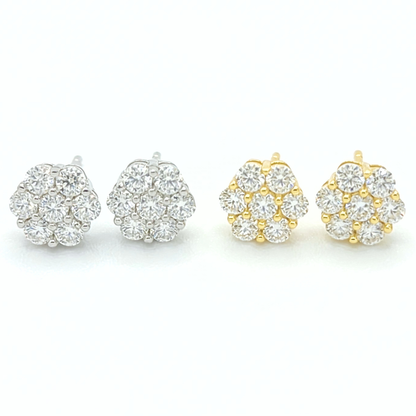 Moissanite Sparkling Flower Cluster Earrings