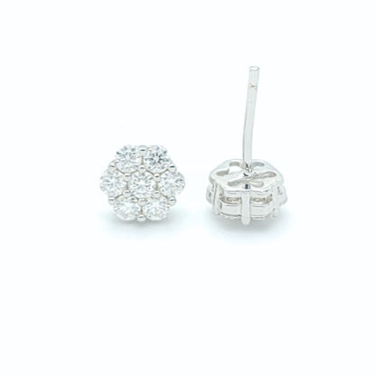 Moissanite Sparkling Flower Cluster Earrings