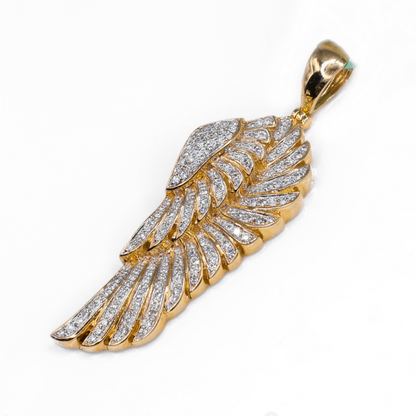 14k Gold Lab Diamond Angel Wing Pendant