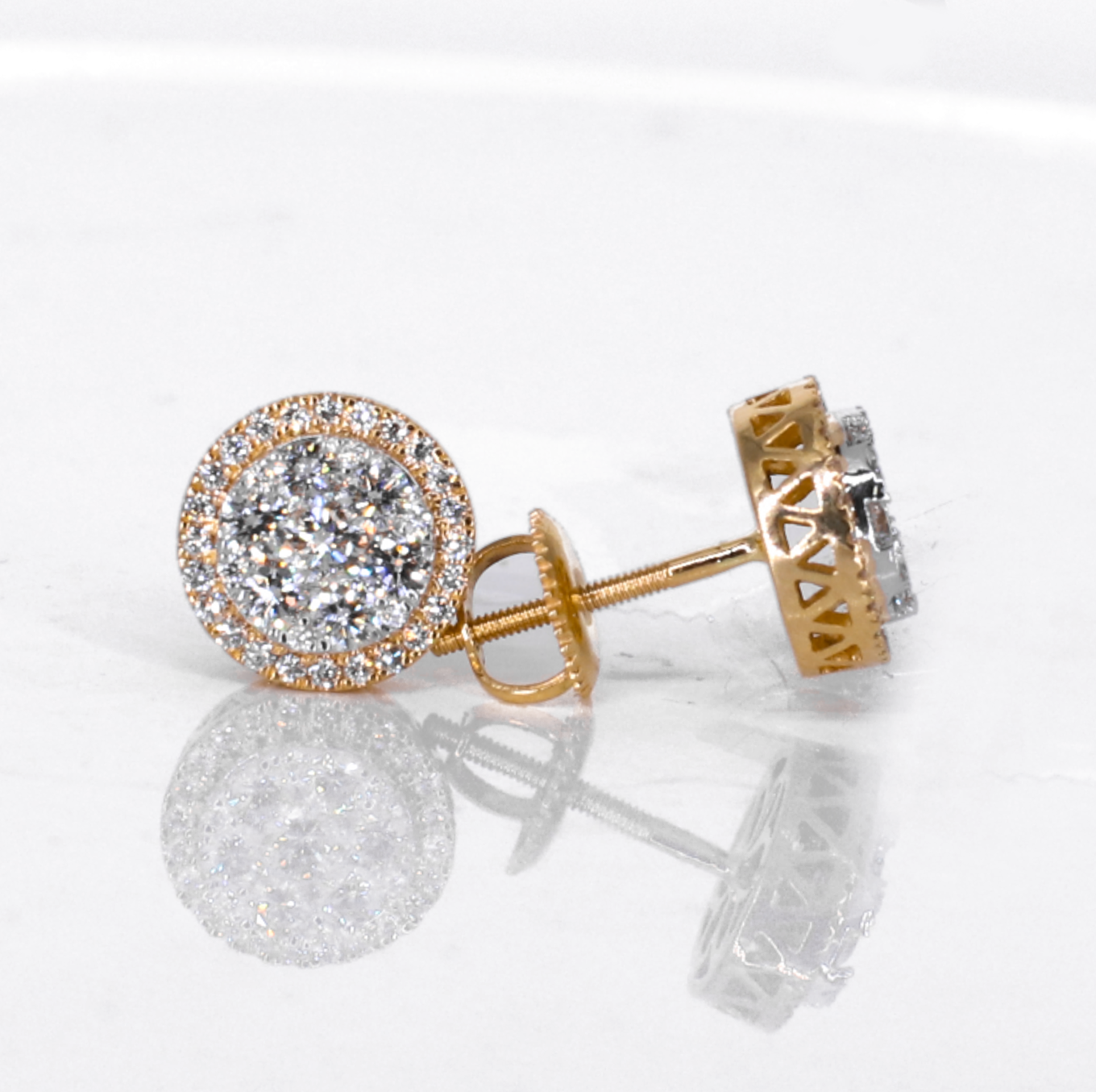 14k Solid Gold 10mm Lab Diamond Earrings