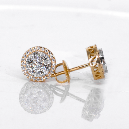 14k Solid Gold 10mm Lab Diamond Earrings