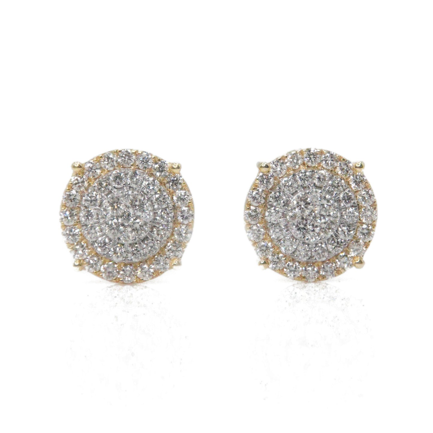 14k Solid Gold 10mm Lab Diamond 3D Cluster Earrings