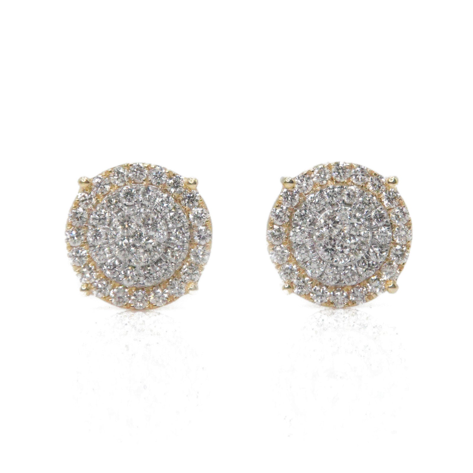 14k Solid Gold 10mm Lab Diamond 3D Cluster Earrings
