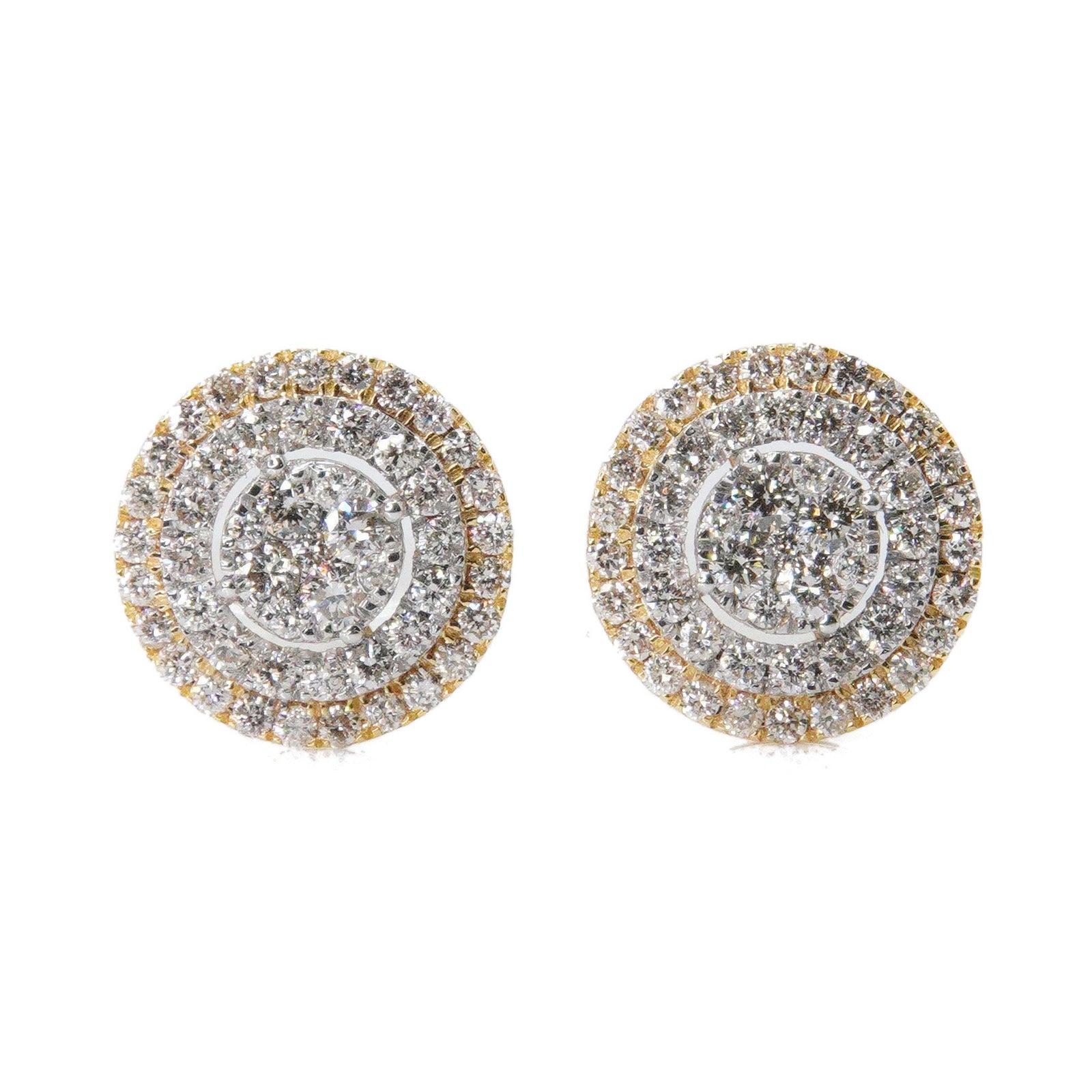 14k Solid Gold 10mm Lab Diamond Cake Earrings